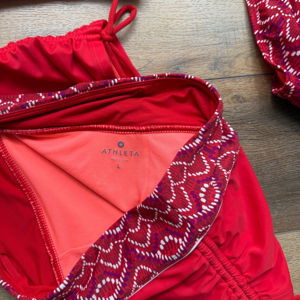 Athleta 3-piece Racer Back Top Bikini Bottom Boy Shorts Bottom Swim Suit Large - Picture 7 of 10